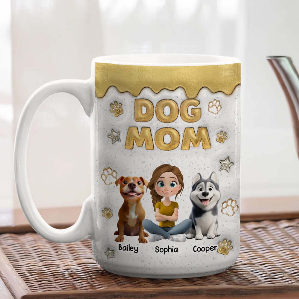 Dog Mom Dad Yellow Star - Personalized Custom 3D Inflated Effect Coffee Mug - Image 4