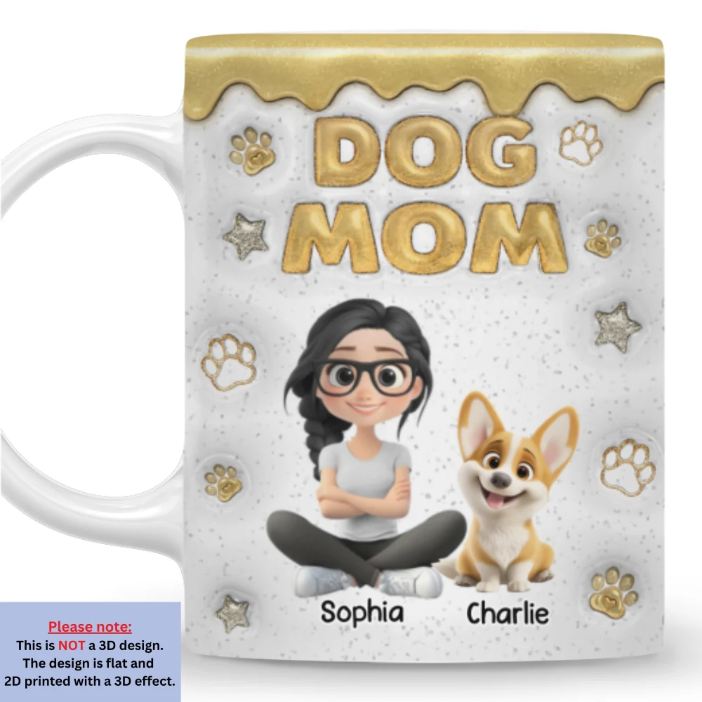 Dog Mom Dad Yellow Star - Personalized Custom 3D Inflated Effect Coffee Mug - Image 6