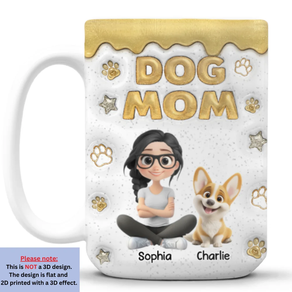 Dog Mom Dad Yellow Star - Personalized Custom 3D Inflated Effect Coffee Mug - Image 7