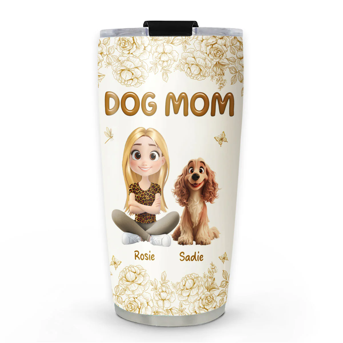Dog Mom Flower - Personalized Custom Tumbler