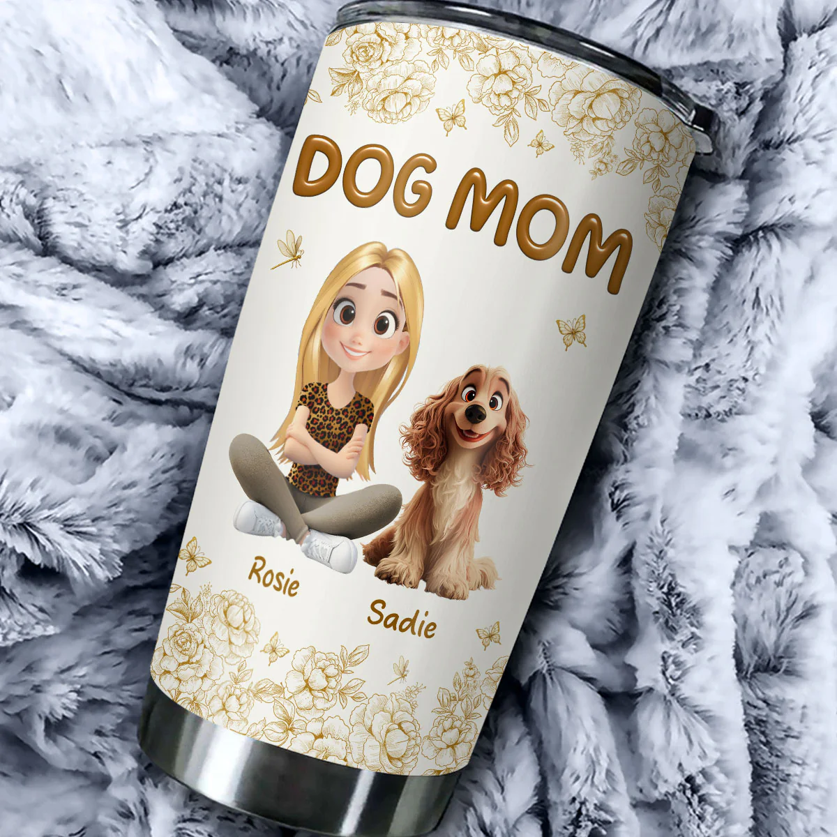Dog Mom Flower - Personalized Custom Tumbler - Image 5