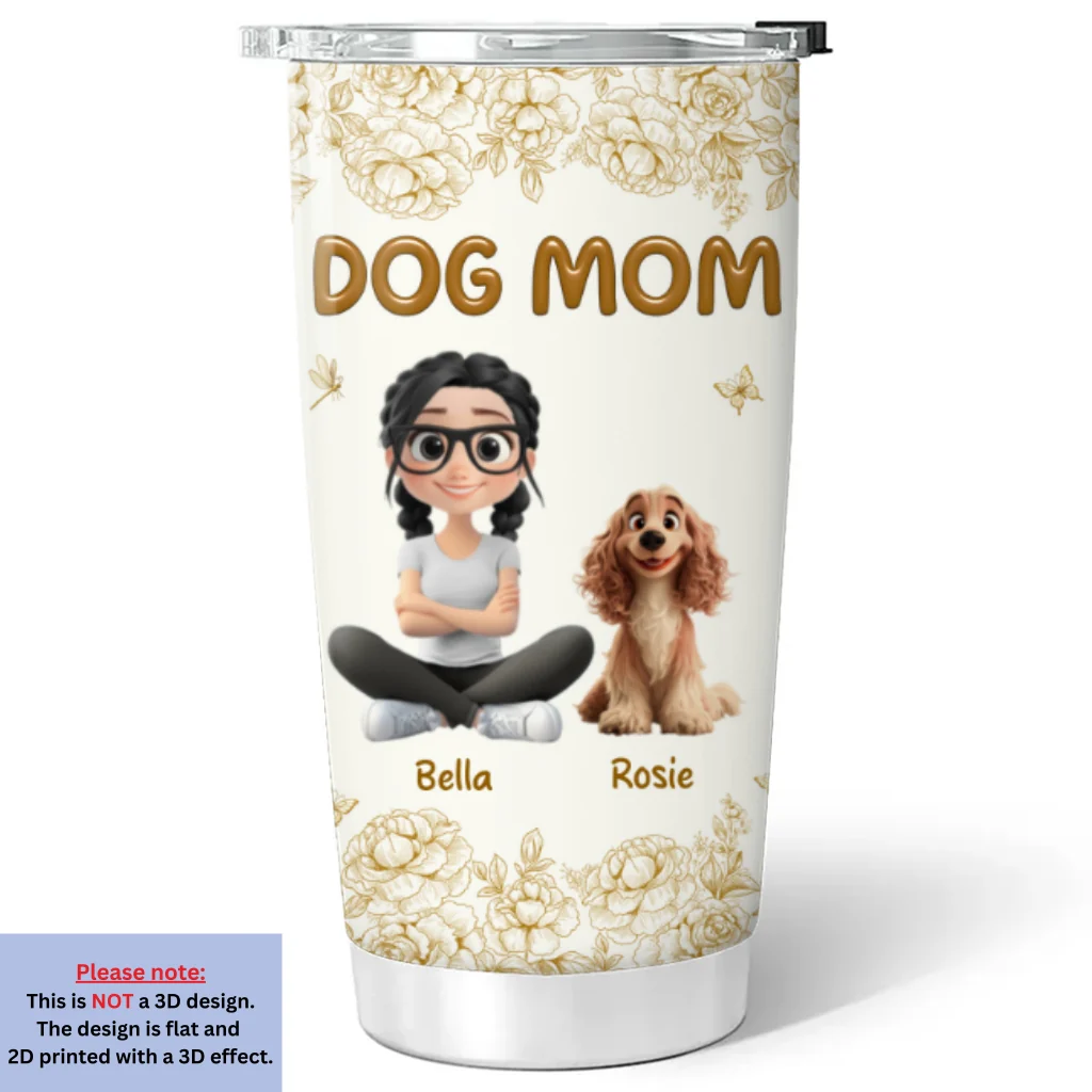 Dog Mom Flower - Personalized Custom Tumbler - Image 6