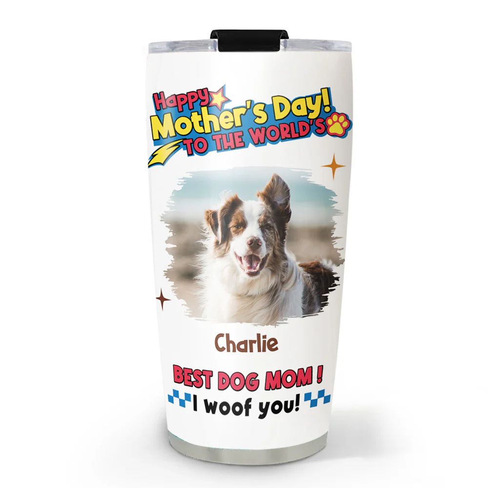 Dog Mom Forever Photo - Personalized Custom Tumbler