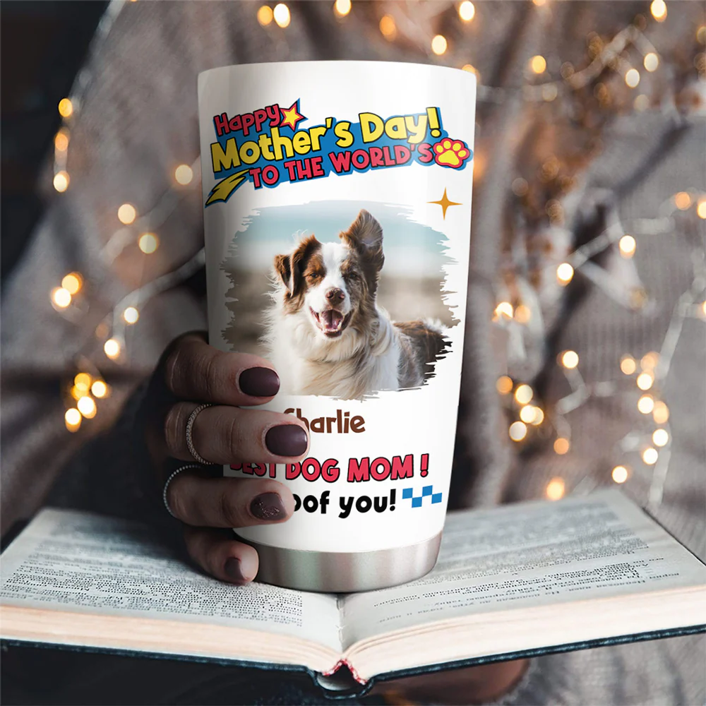 Dog Mom Forever Photo - Personalized Custom Tumbler - Image 2