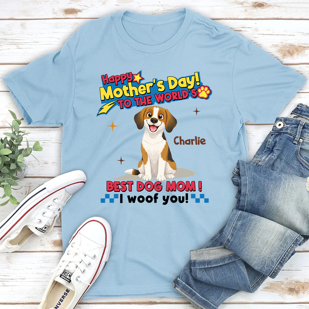 Dog Mom Forever - Personalized Custom Unisex T-shirt - Image 3