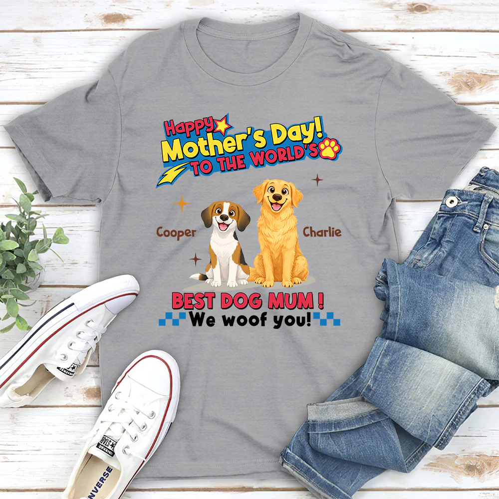 Dog Mom Forever - Personalized Custom Unisex T-shirt - Image 4