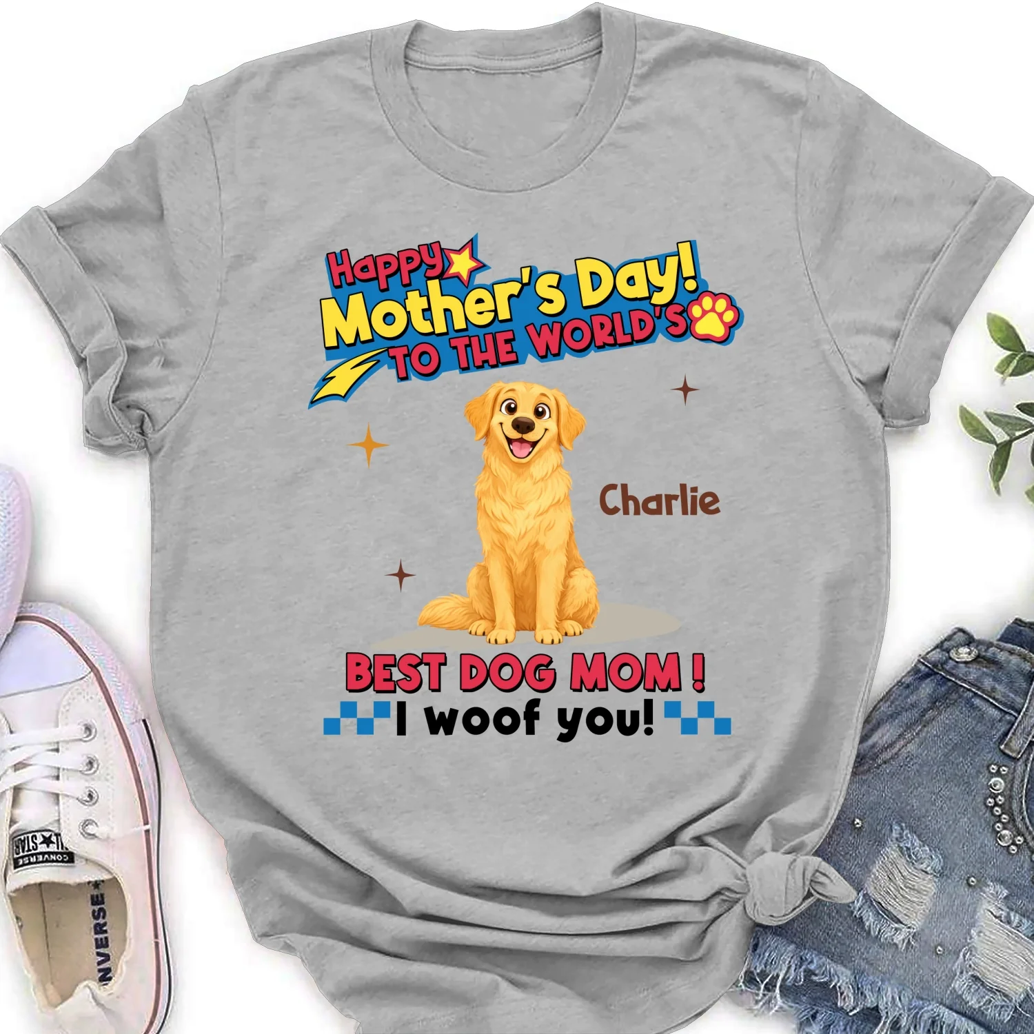 Dog Mom Forever - Personalized Custom Women's T-shirt - Image 5