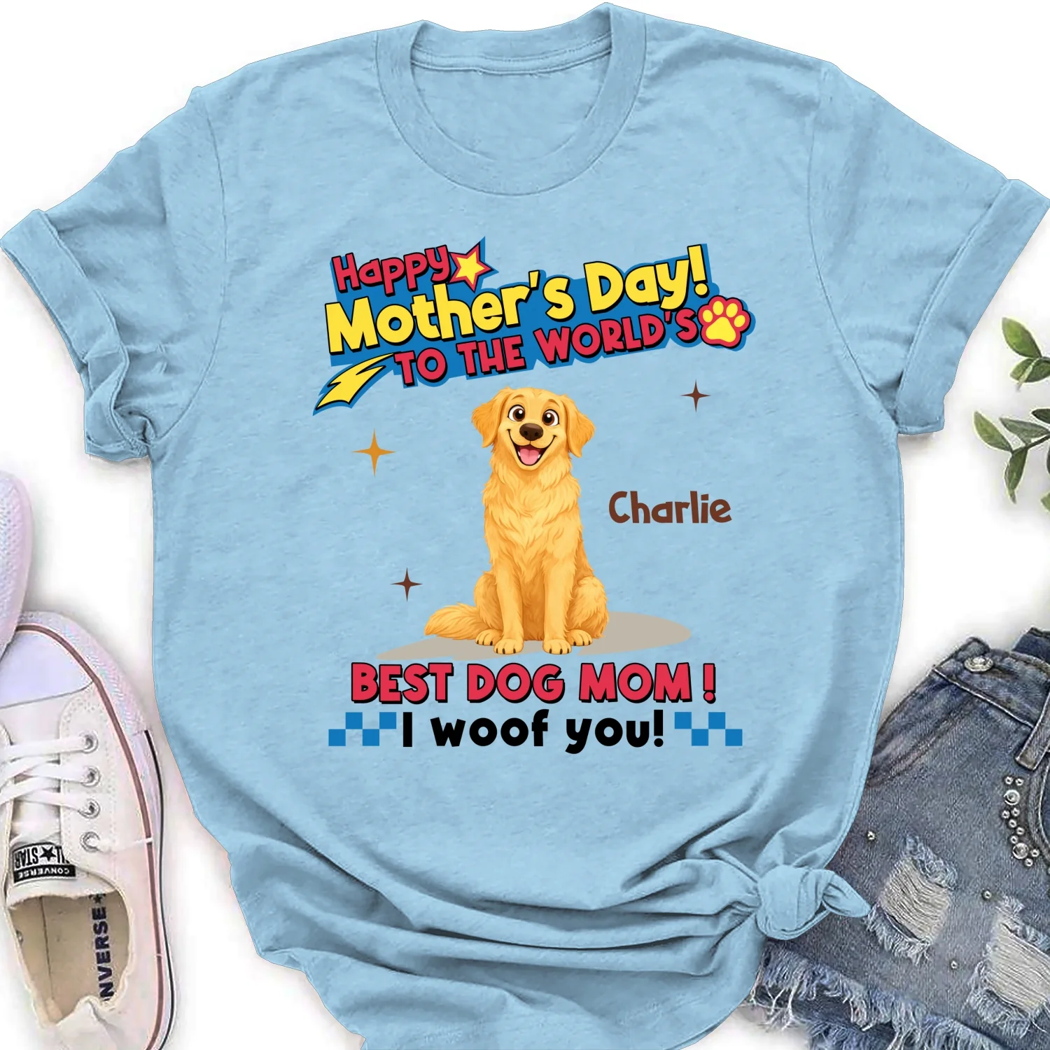 Dog Mom Forever - Personalized Custom Women's T-shirt - Image 7