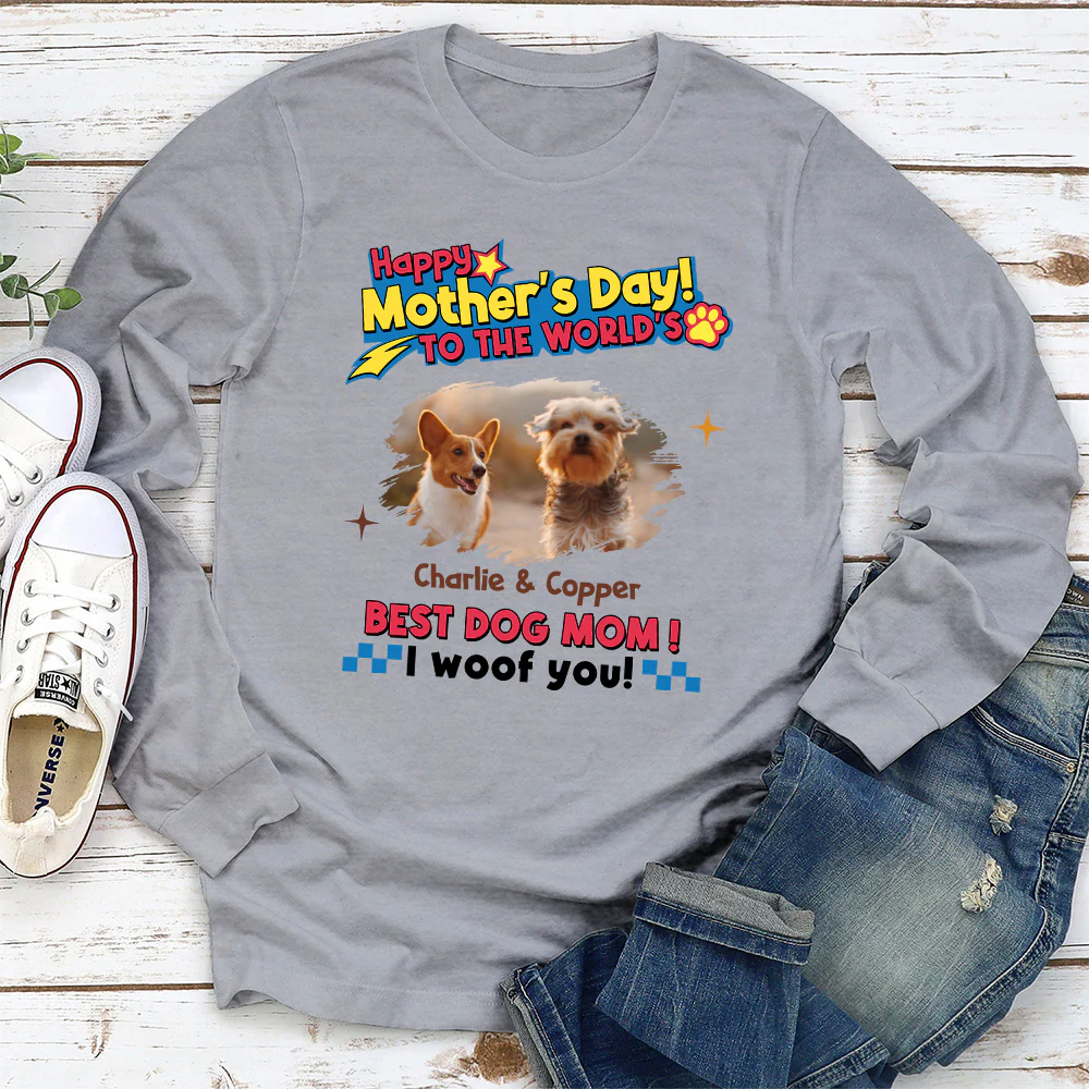 Dog Mom Forever Photo - Personalized Custom Long Sleeve T-shirt - Image 2