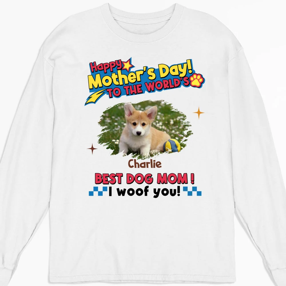 Dog Mom Forever Photo - Personalized Custom Long Sleeve T-shirt - Image 5
