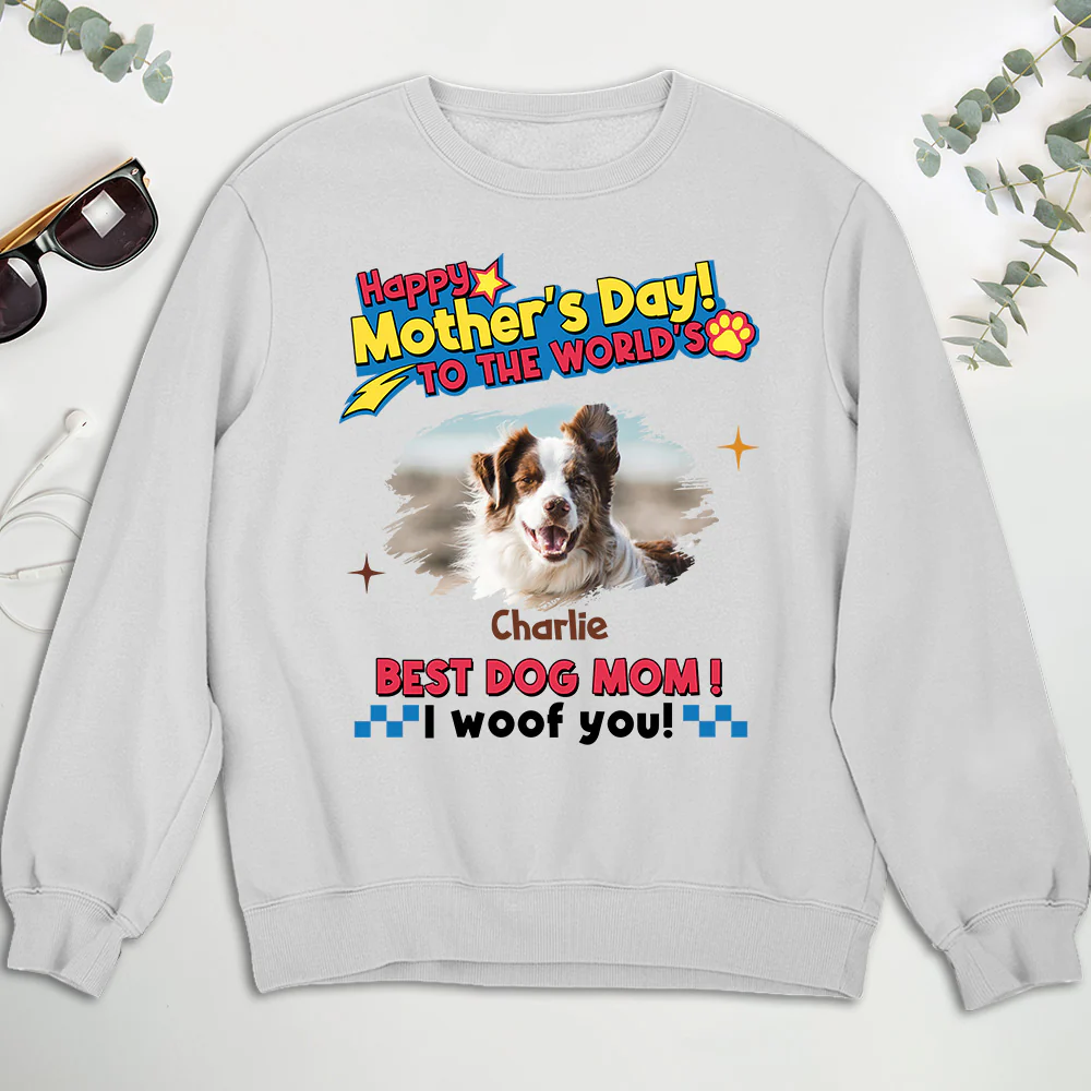 Dog Mom Forever Photo - Personalized Custom Sweatshirt - Image 2