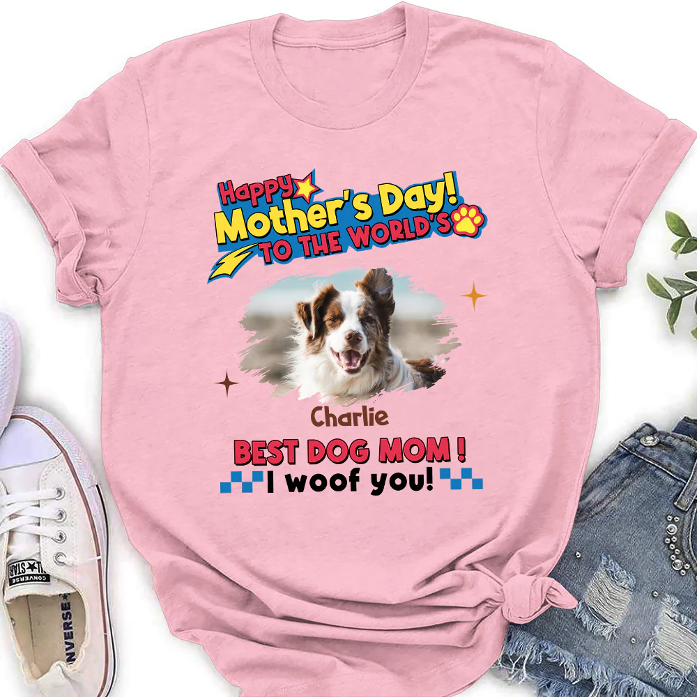 Dog Mom Forever Photo - Personalized Custom Women's T-shirt - Image 2