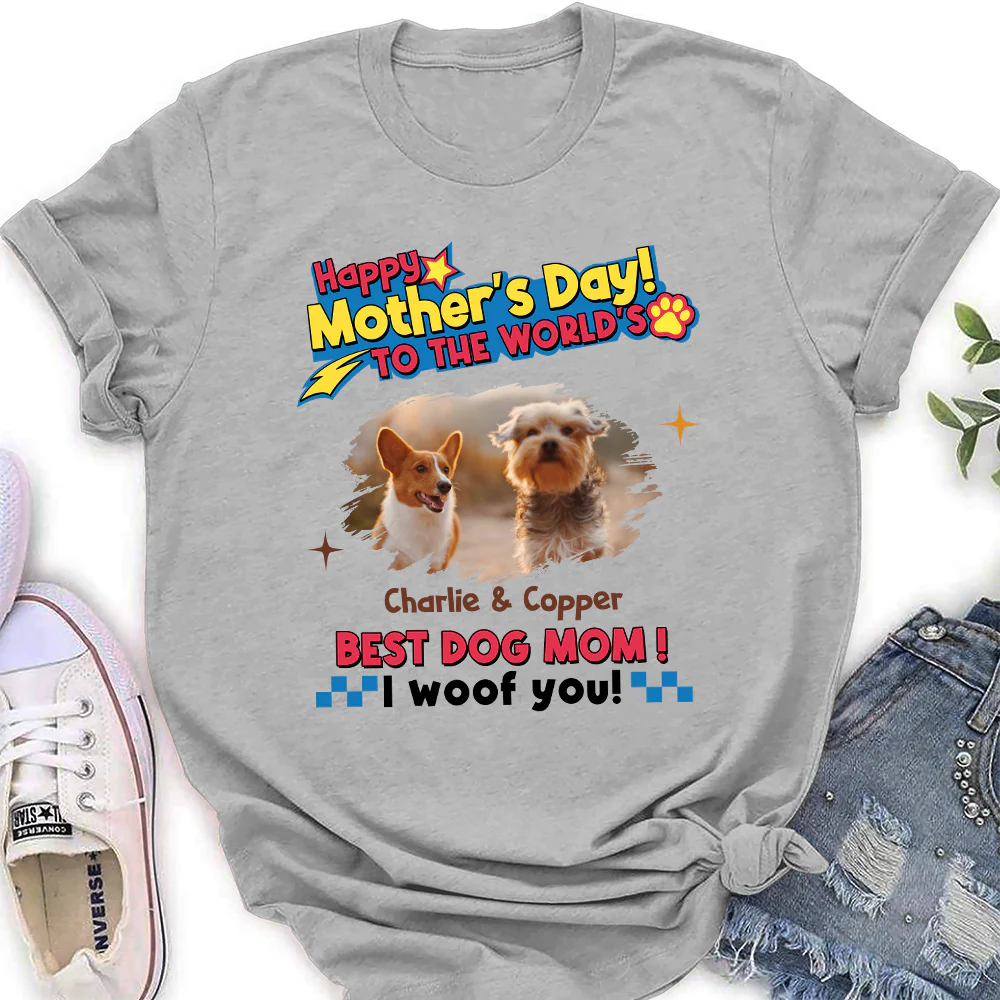 Dog Mom Forever Photo - Personalized Custom Women's T-shirt - Image 4