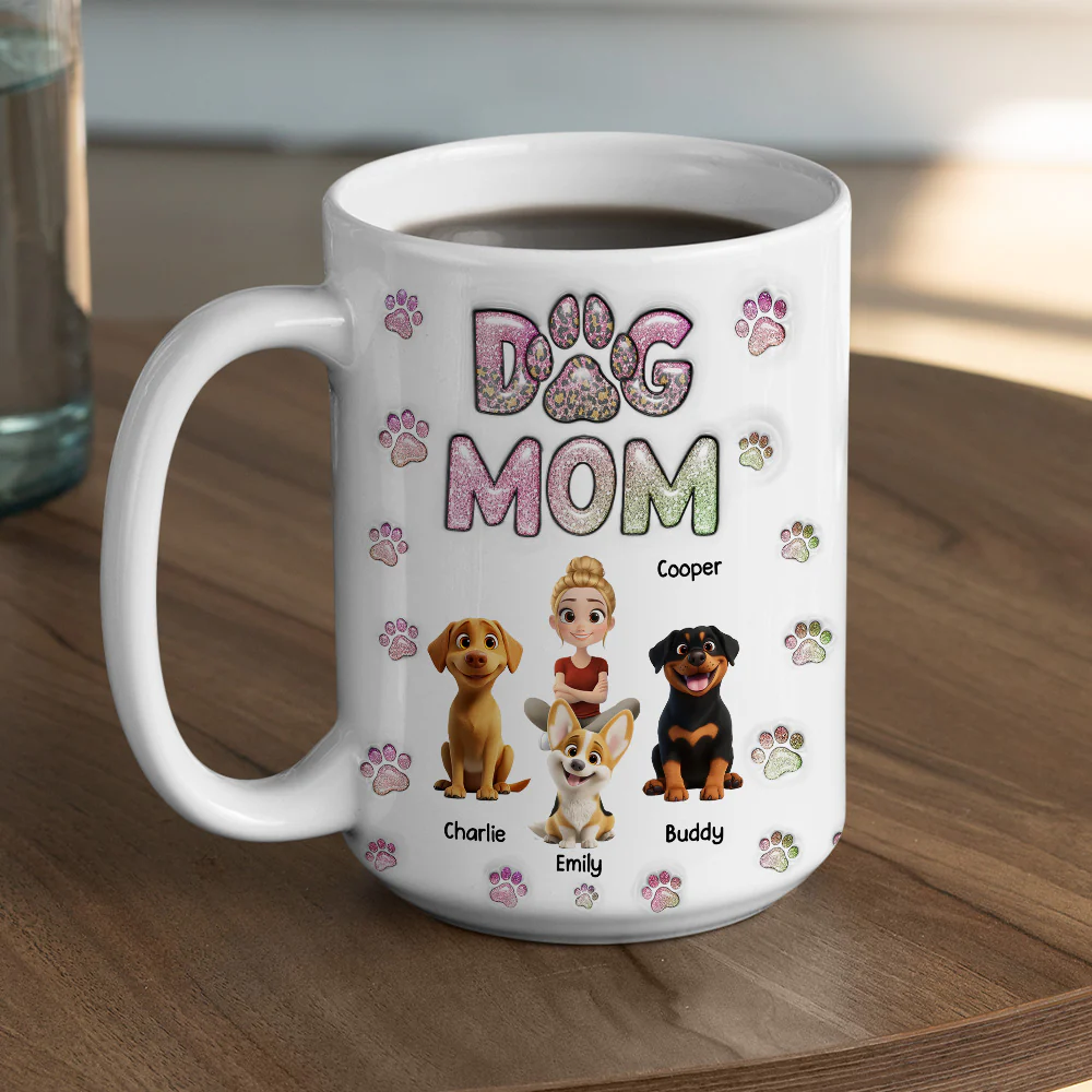 Dog Mom Lovely Chibi - Personalized Custom 3D Inflated Effect Mug - Image 10