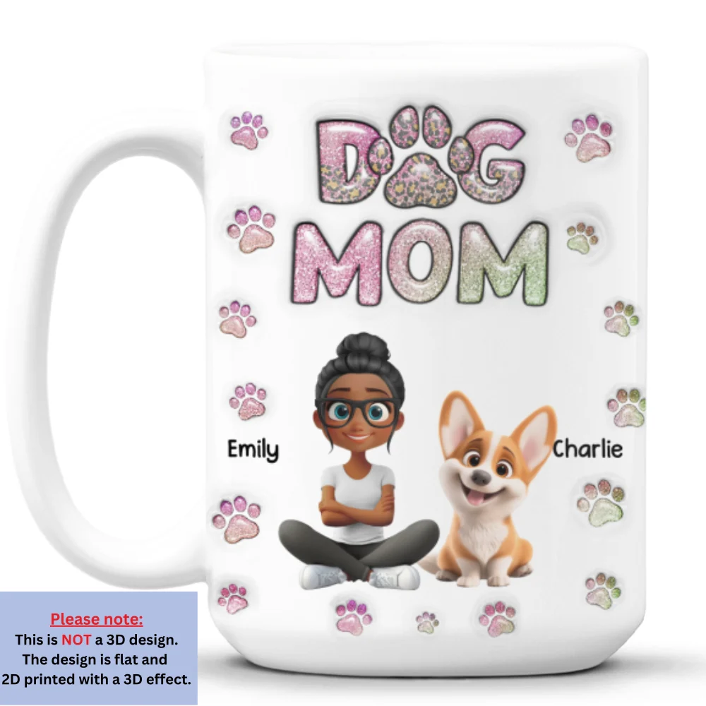 Dog Mom Lovely Chibi - Personalized Custom 3D Inflated Effect Mug - Image 11