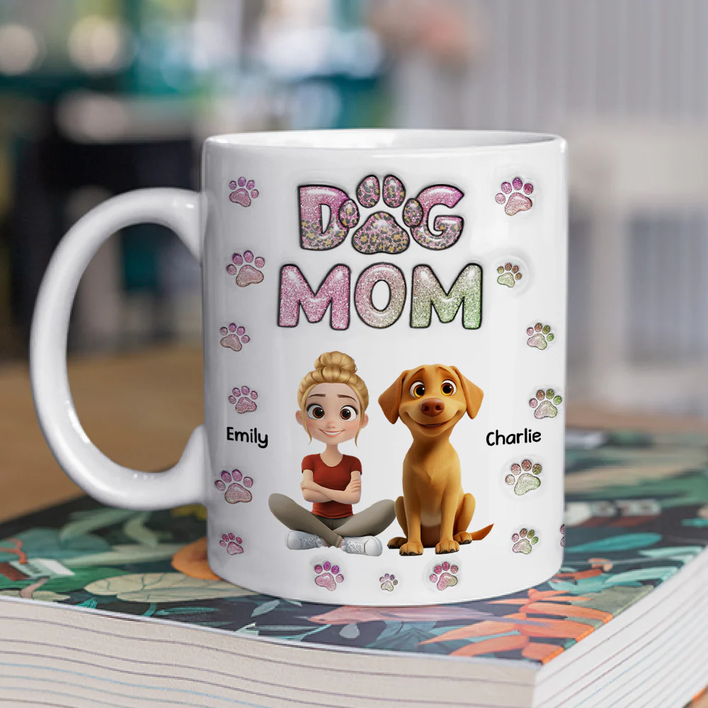 Dog Mom Lovely Chibi - Personalized Custom 3D Inflated Effect Mug - Image 2
