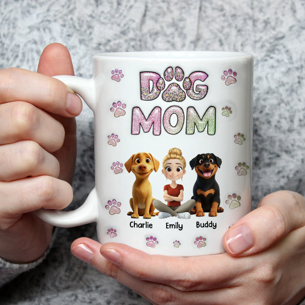 Dog Mom Lovely Chibi - Personalized Custom 3D Inflated Effect Mug - Image 3