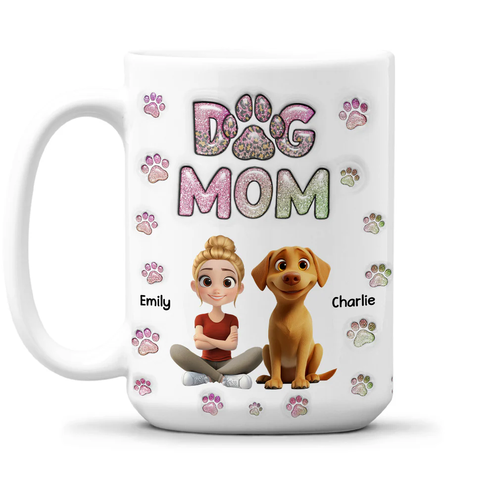 Dog Mom Lovely Chibi - Personalized Custom 3D Inflated Effect Mug - Image 7