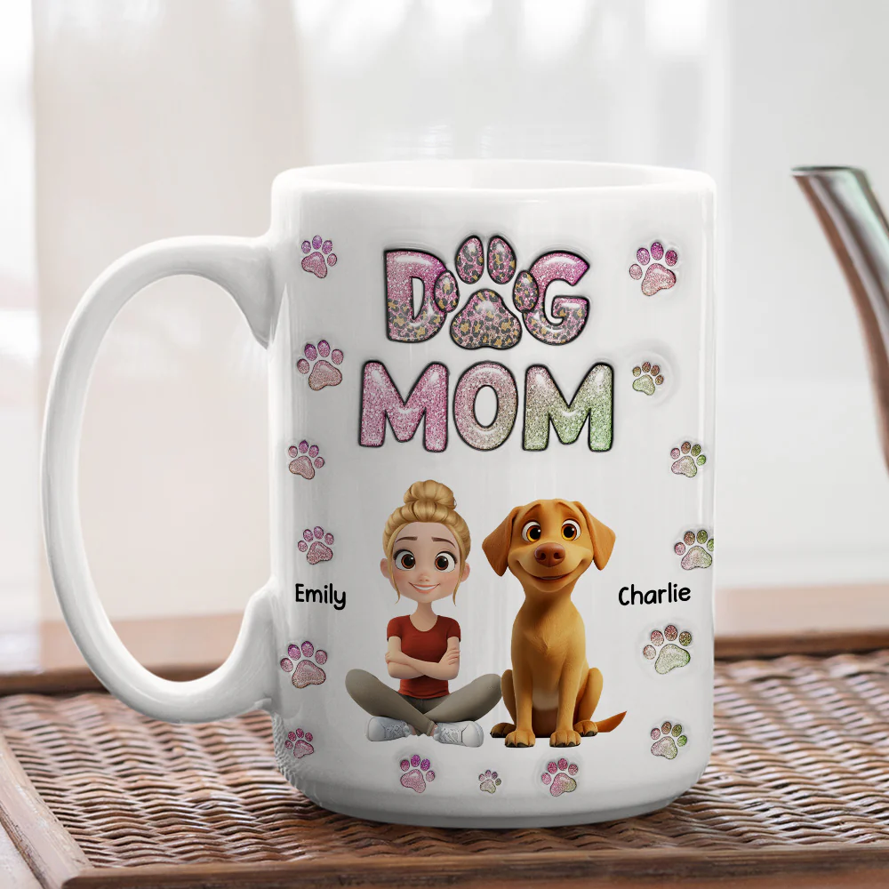 Dog Mom Lovely Chibi - Personalized Custom 3D Inflated Effect Mug - Image 8
