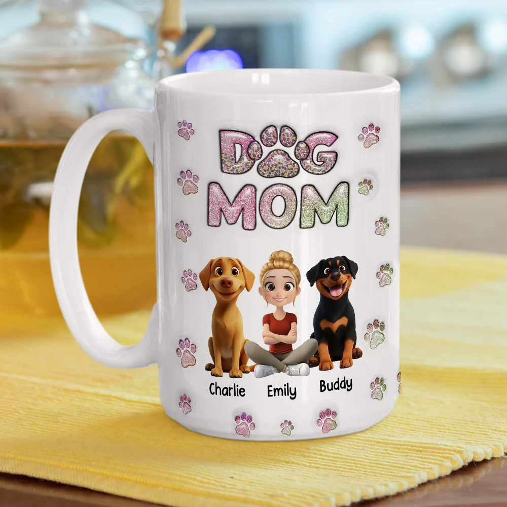 Dog Mom Lovely Chibi - Personalized Custom 3D Inflated Effect Mug - Image 9