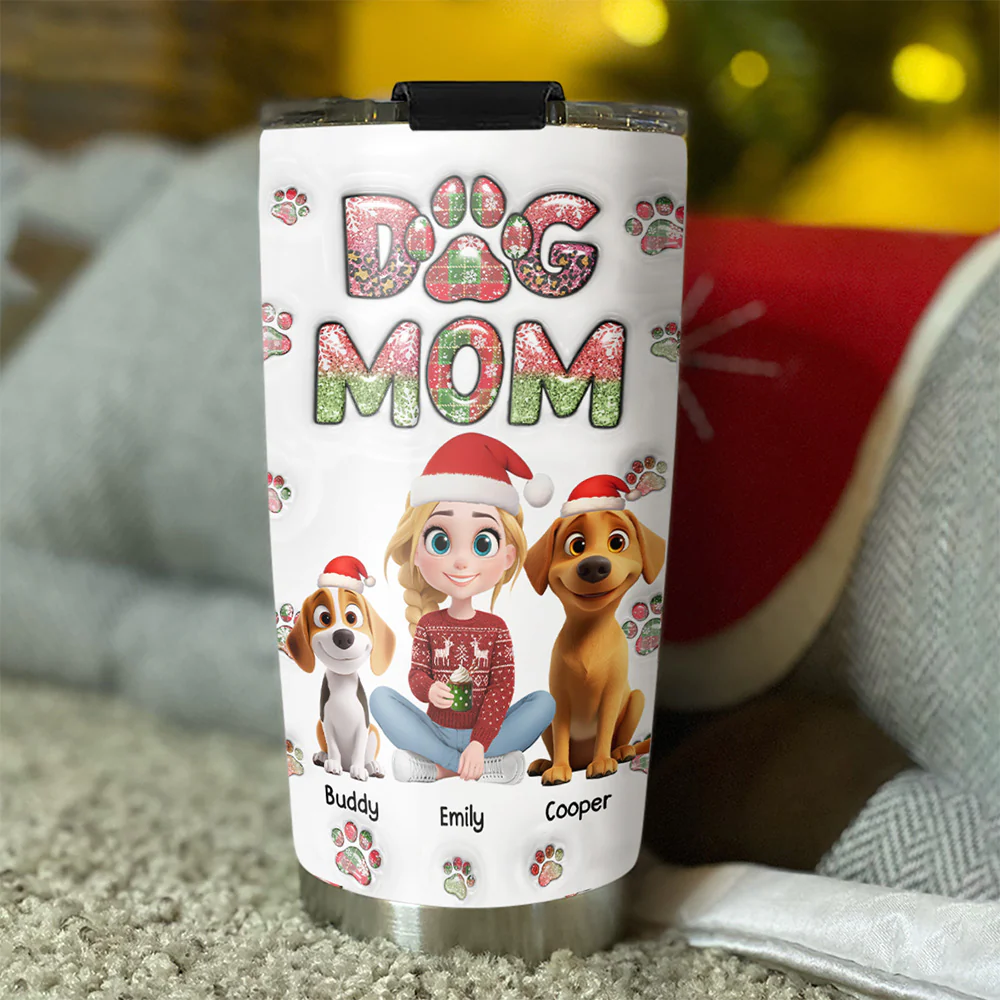 Dog Mom Lovely Chibi Ver Christmas - Personalized Custom 3D Inflated Effect Tumbler - Image 4