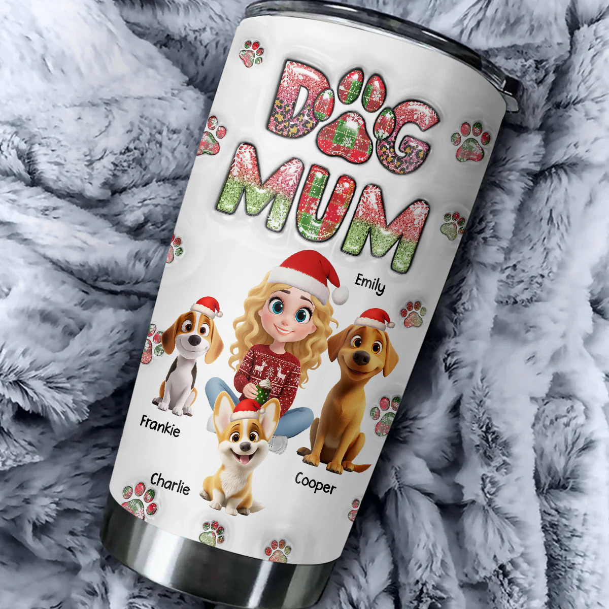 Dog Mom Lovely Chibi Ver Christmas - Personalized Custom 3D Inflated Effect Tumbler - Image 6