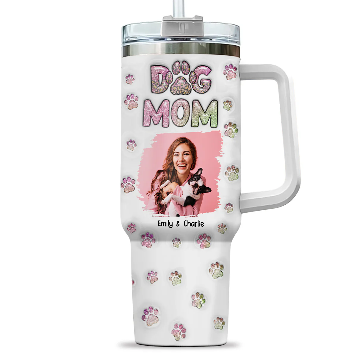 Dog Mom Lovely Chibi Version Photo - Personalized Custom 3D Inflated Effect Printed 40 Oz Tumbler