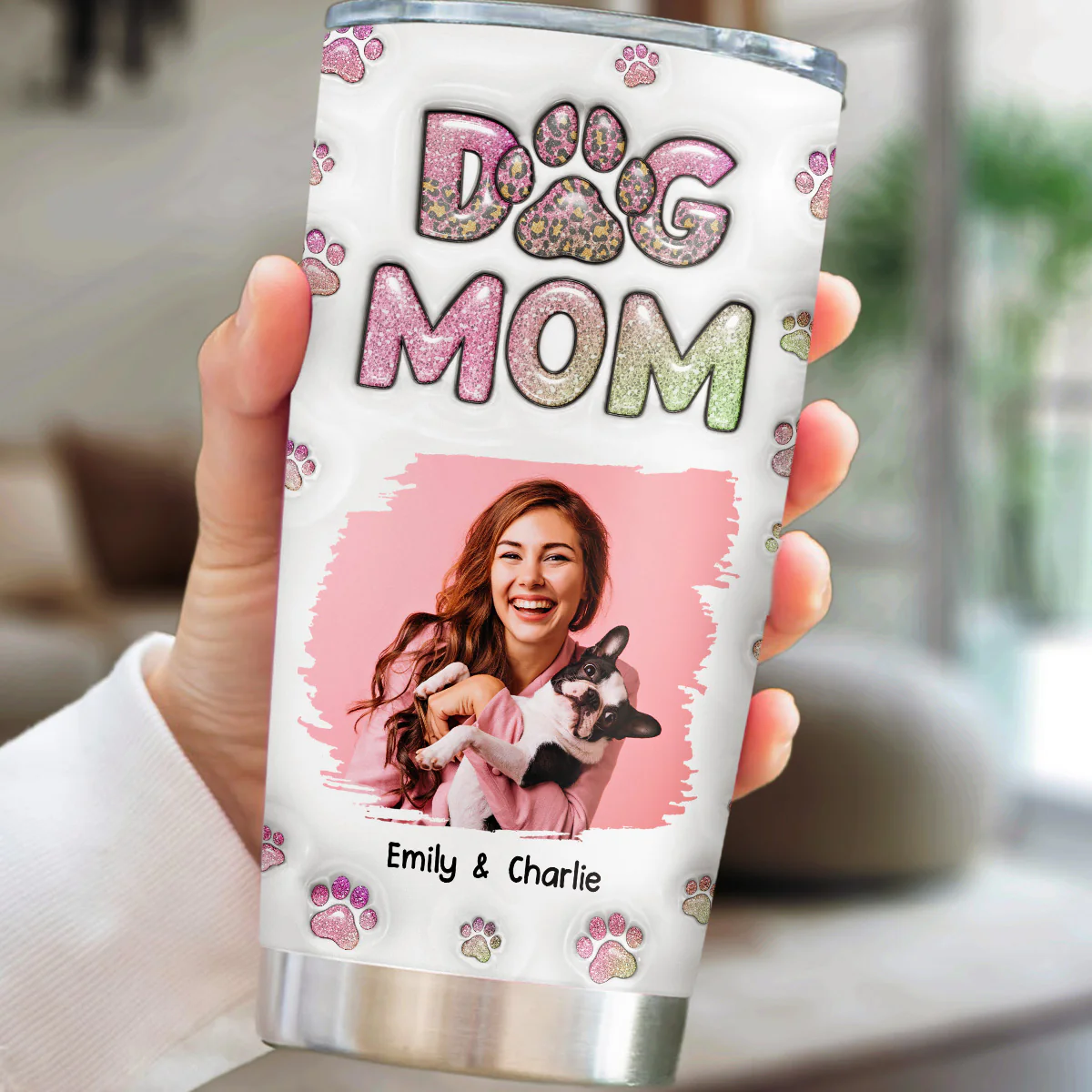 Dog Mom Lovely Chibi Version Photo - Personalized Custom 3D Inflated Effect Tumbler