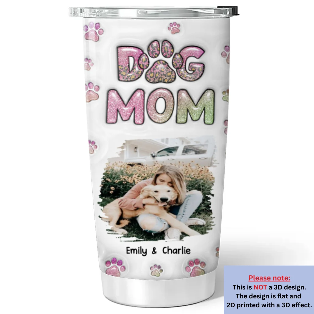 Dog Mom Lovely Chibi Version Photo - Personalized Custom 3D Inflated Effect Tumbler - Image 3