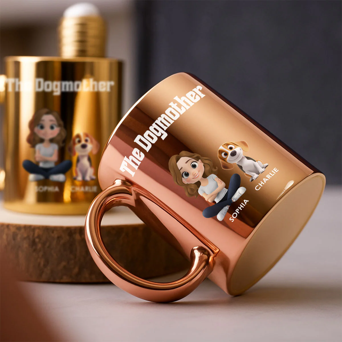 Dog Mom Luxury - Personalized Custom Metallic Mug - Image 3