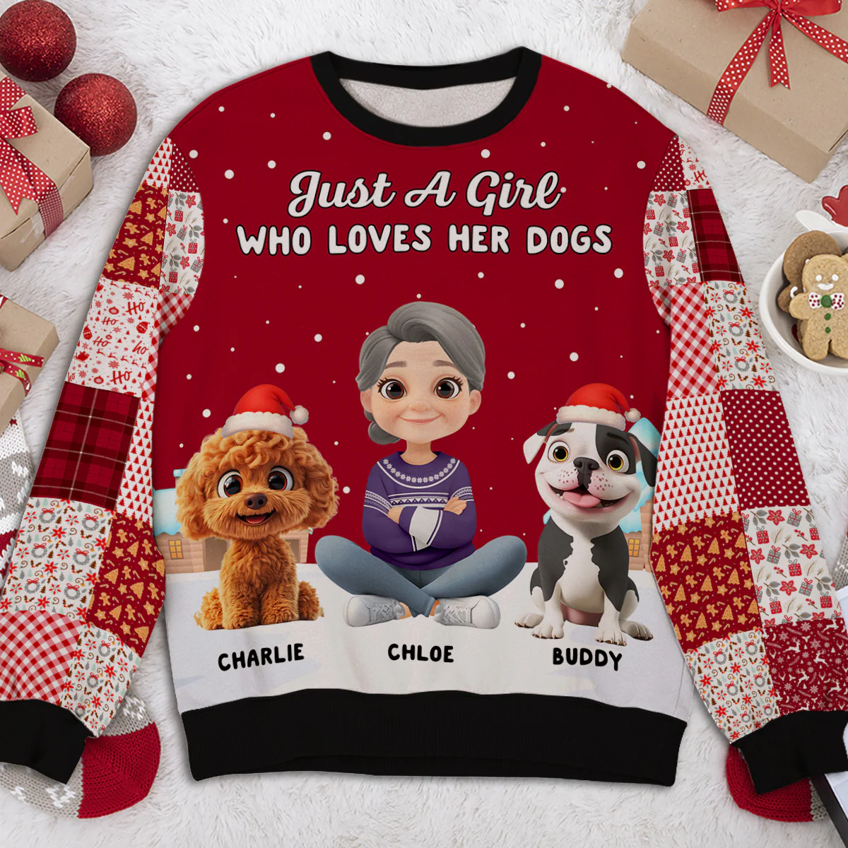 Dog Mom Mum Colorful Square - Personalized Custom All-Over-Print Sweatshirt - Image 2