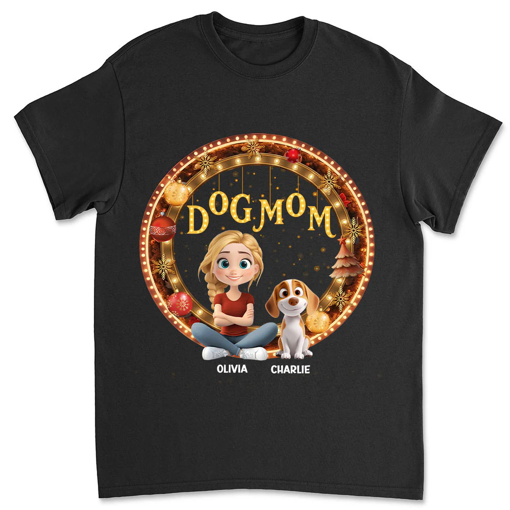 Dog Mom Mum Dad Circle - Personalized Custom Unisex T-Shirt