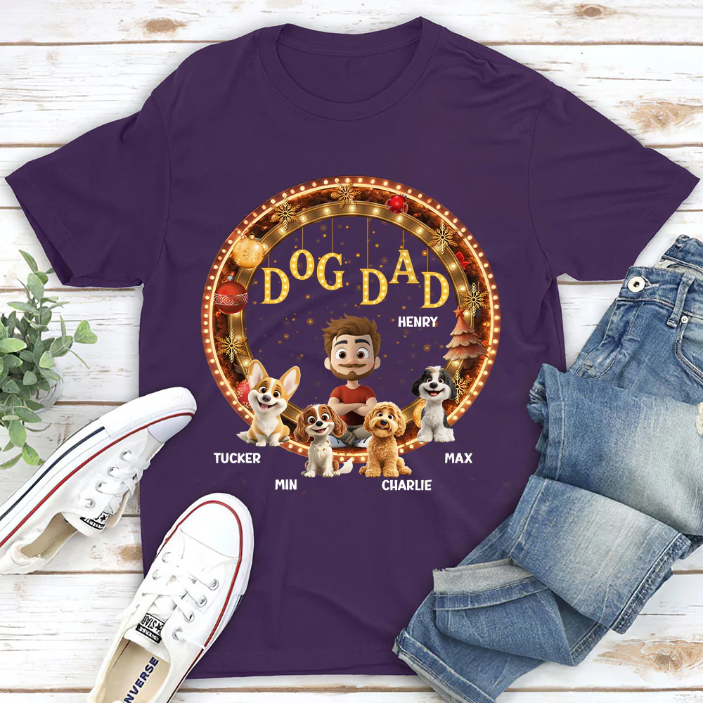 Dog Mom Mum Dad Circle - Personalized Custom Unisex T-Shirt - Image 3