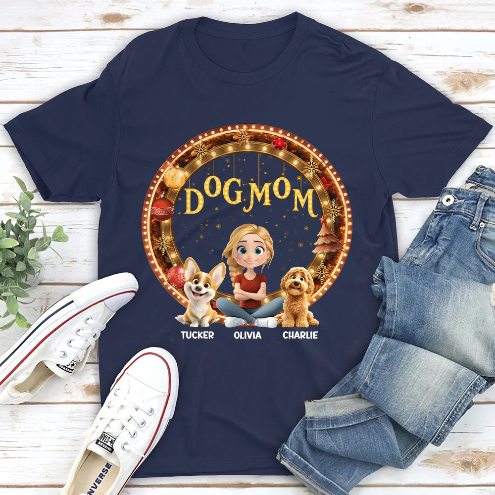 Dog Mom Mum Dad Circle - Personalized Custom Unisex T-Shirt - Image 4