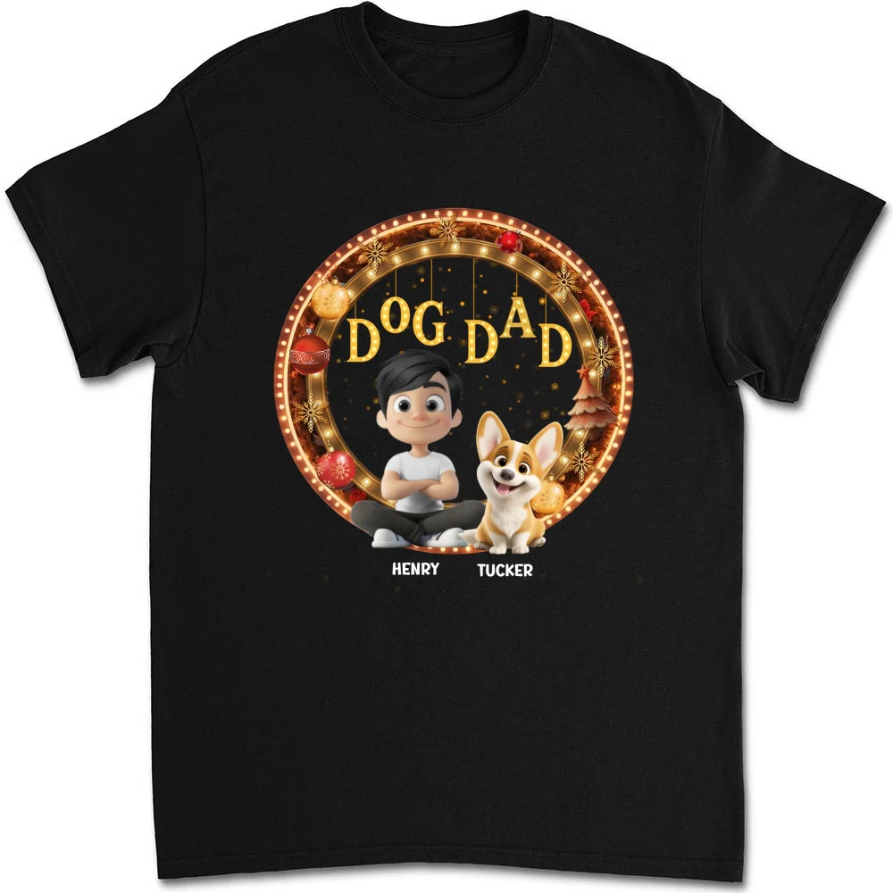 Dog Mom Mum Dad Circle - Personalized Custom Unisex T-Shirt - Image 5
