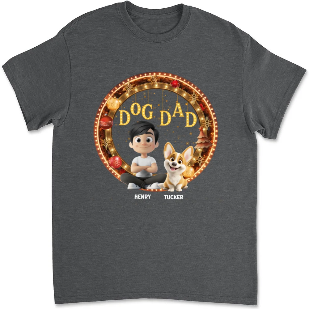 Dog Mom Mum Dad Circle - Personalized Custom Unisex T-Shirt - Image 9