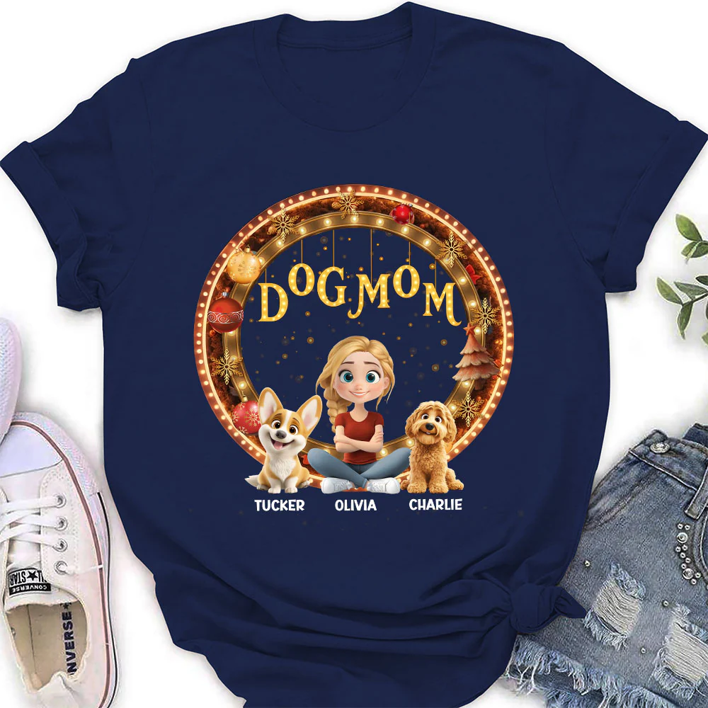 Dog Mom Mum Dad Circle - Personalized Custom Women's T-Shirt - Image 2