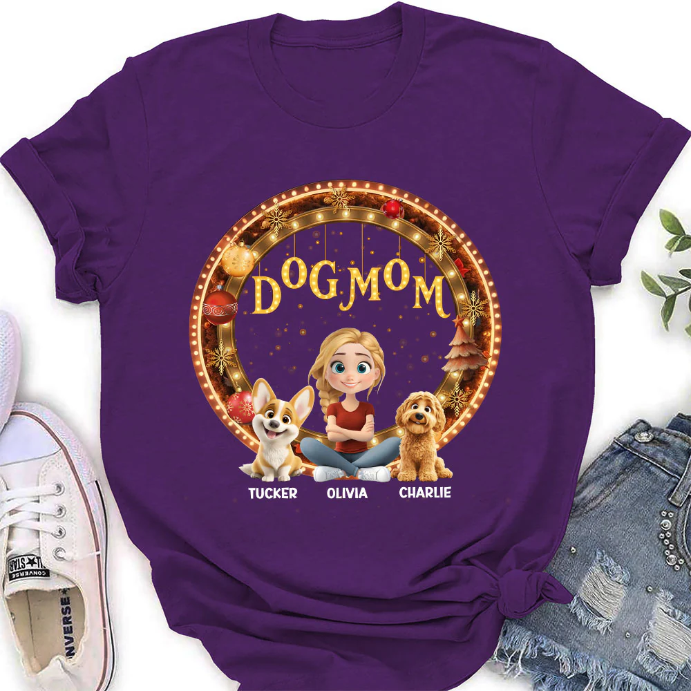Dog Mom Mum Dad Circle - Personalized Custom Women's T-Shirt - Image 3