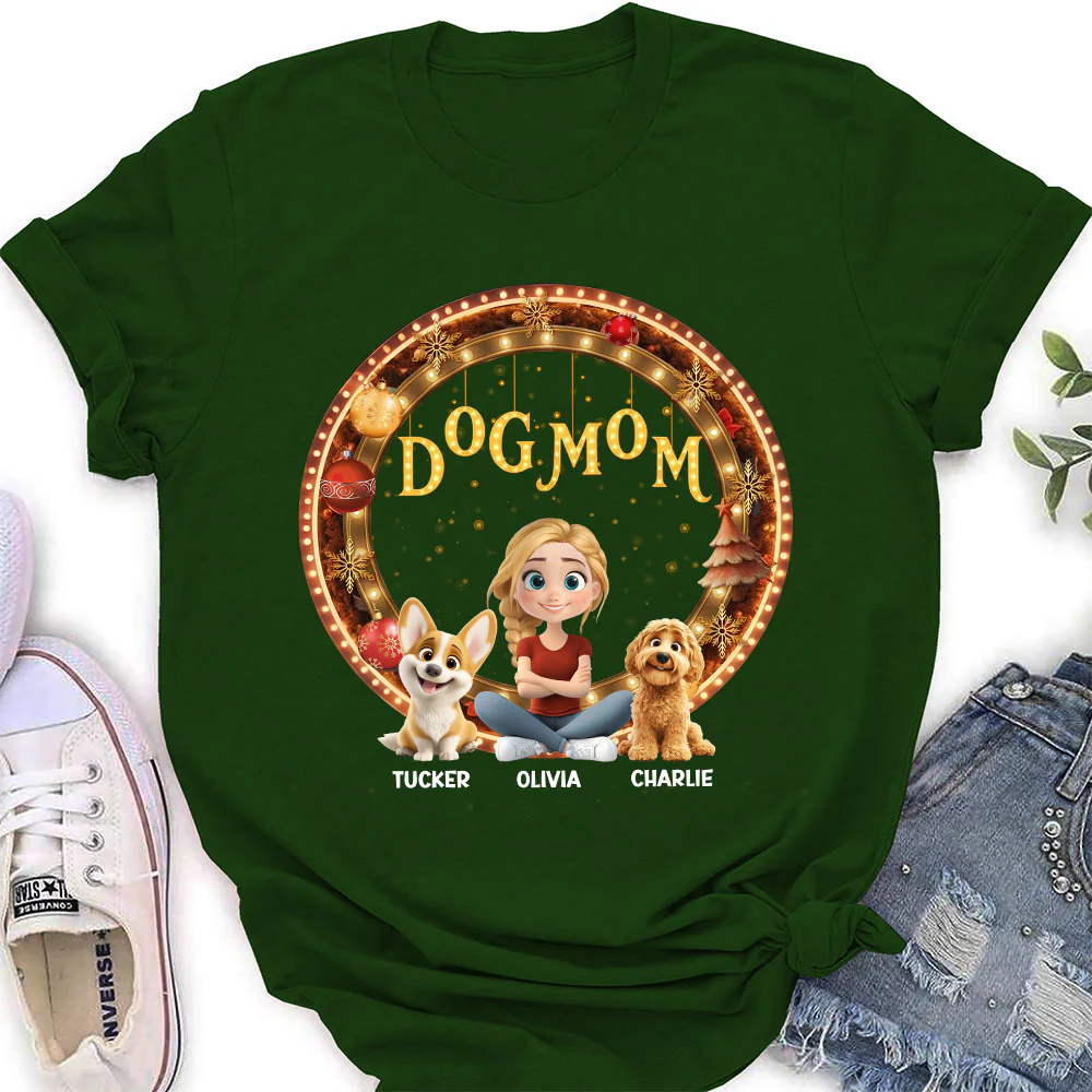 Dog Mom Mum Dad Circle - Personalized Custom Women's T-Shirt - Image 4