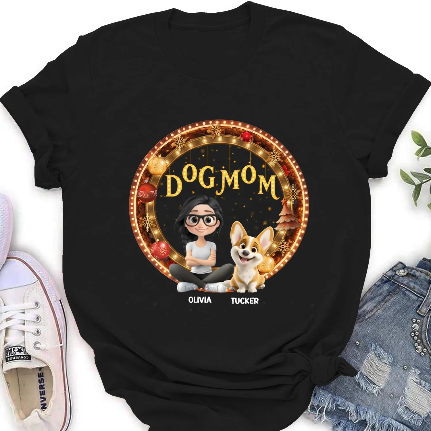 Dog Mom Mum Dad Circle - Personalized Custom Women's T-Shirt - Image 5