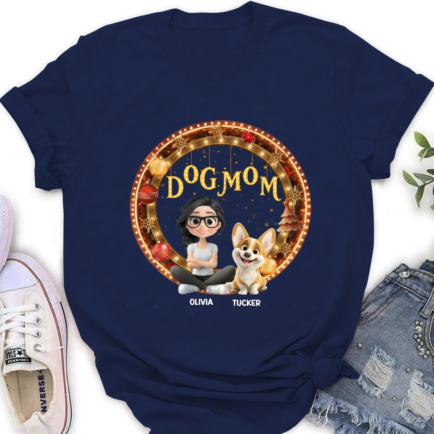 Dog Mom Mum Dad Circle - Personalized Custom Women's T-Shirt - Image 6