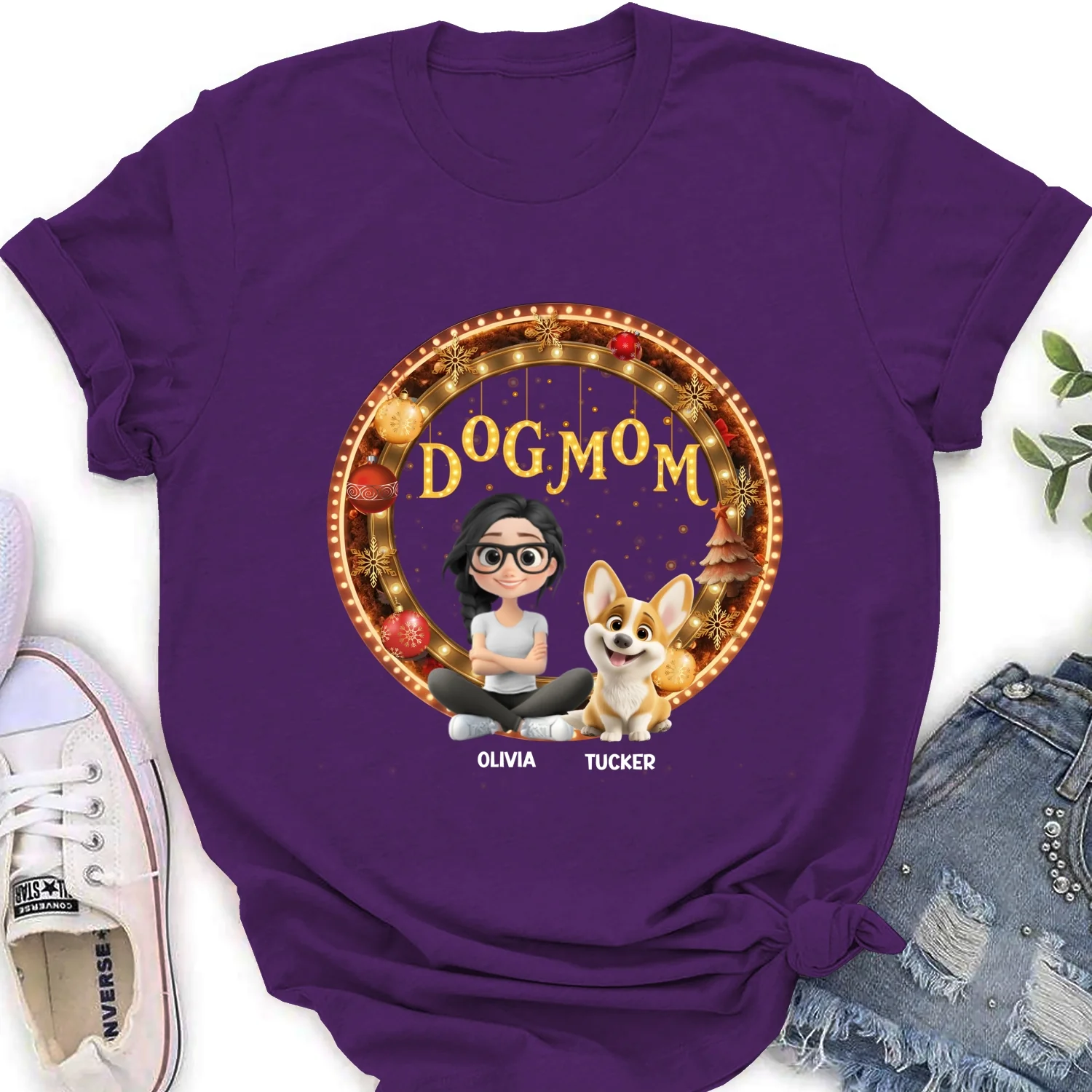 Dog Mom Mum Dad Circle - Personalized Custom Women's T-Shirt - Image 7