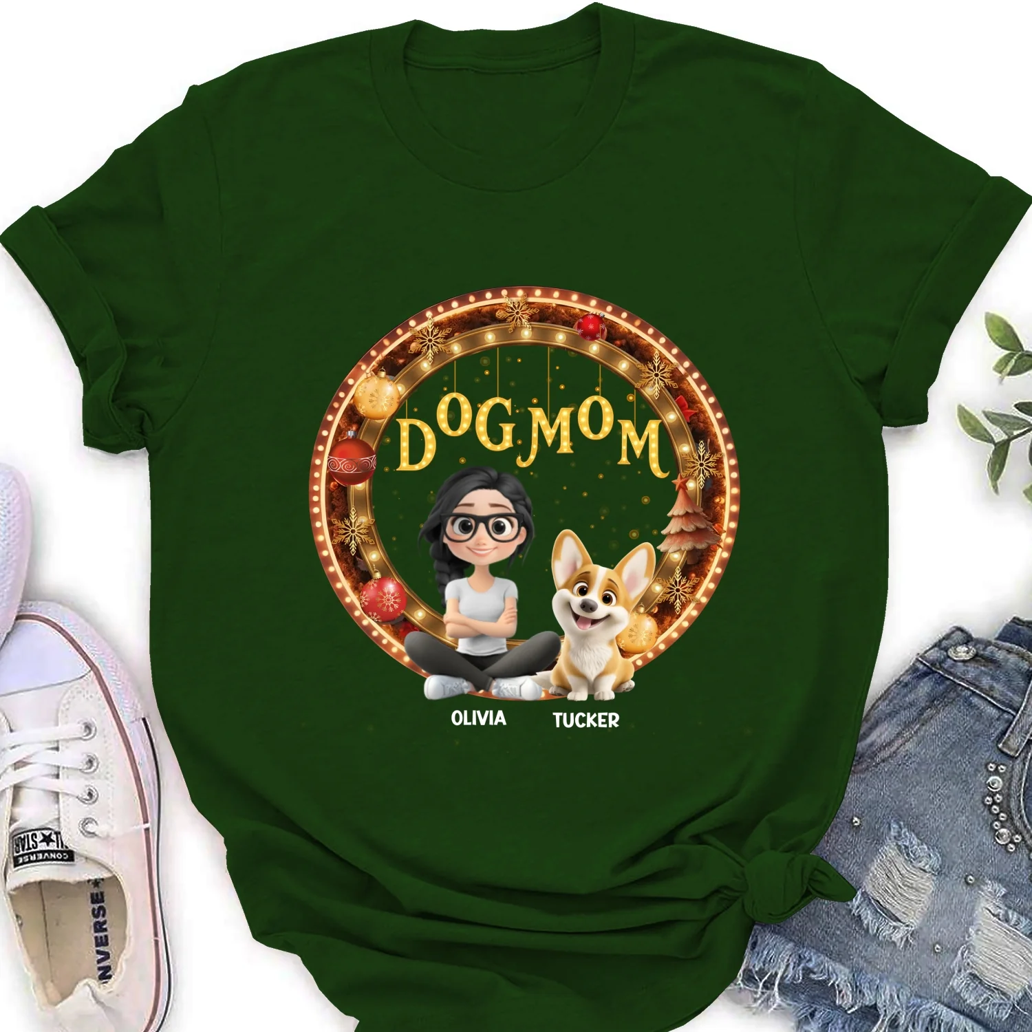 Dog Mom Mum Dad Circle - Personalized Custom Women's T-Shirt - Image 8