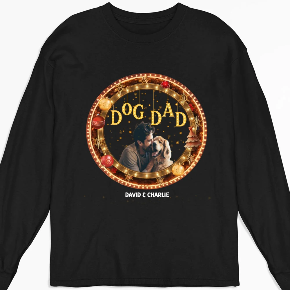 Dog Mom Mum Dad Circle Photo - Personalized Custom Long Sleeve T-Shirt - Image 2