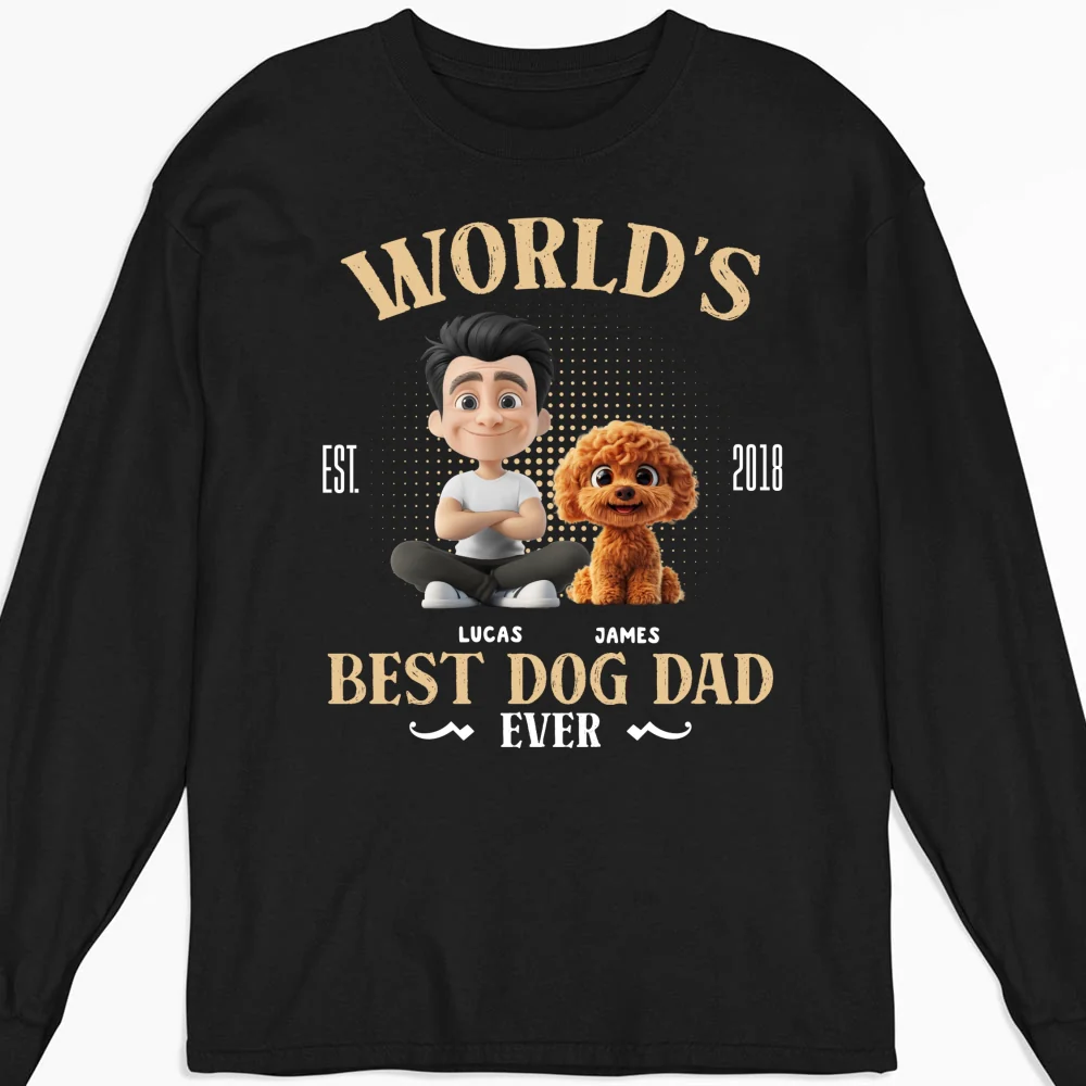 Dog Mom Mum Dad With Love - Personalized Custom Long Sleeve T-shirt - Image 4