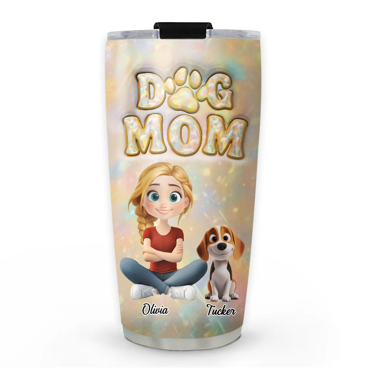 Dog Mom Pearl - Personalized Custom 3D Inflated Effect Tumbler