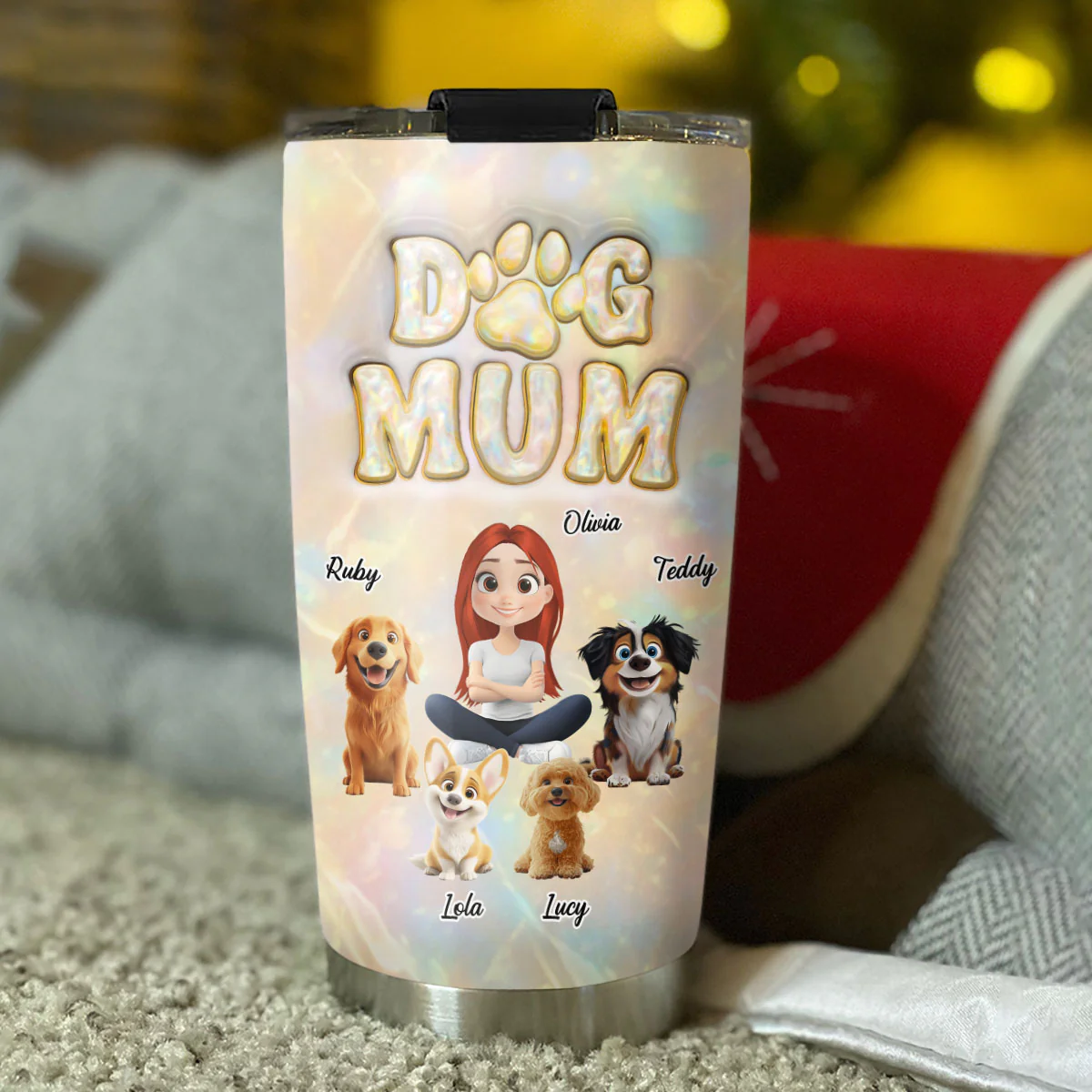 Dog Mom Pearl - Personalized Custom 3D Inflated Effect Tumbler - Image 4