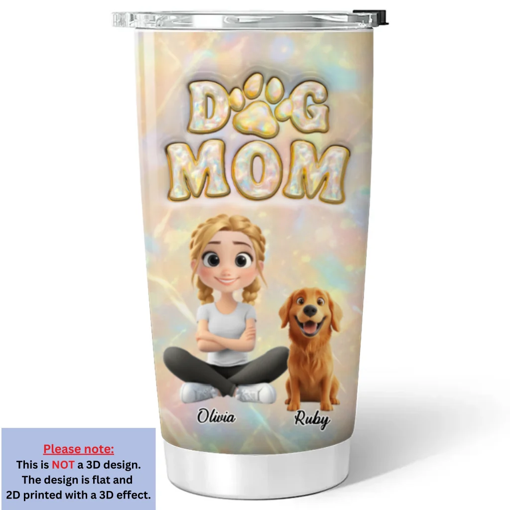 Dog Mom Pearl - Personalized Custom 3D Inflated Effect Tumbler - Image 6