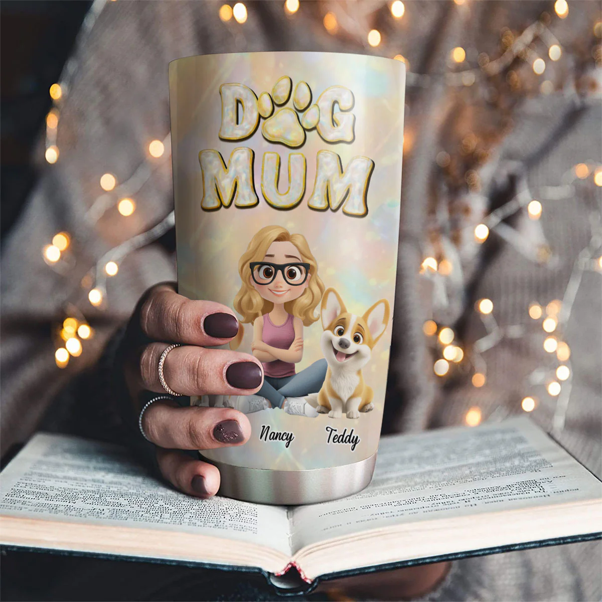 Dog Mom Pearl - Personalized Custom Tumbler - Image 5