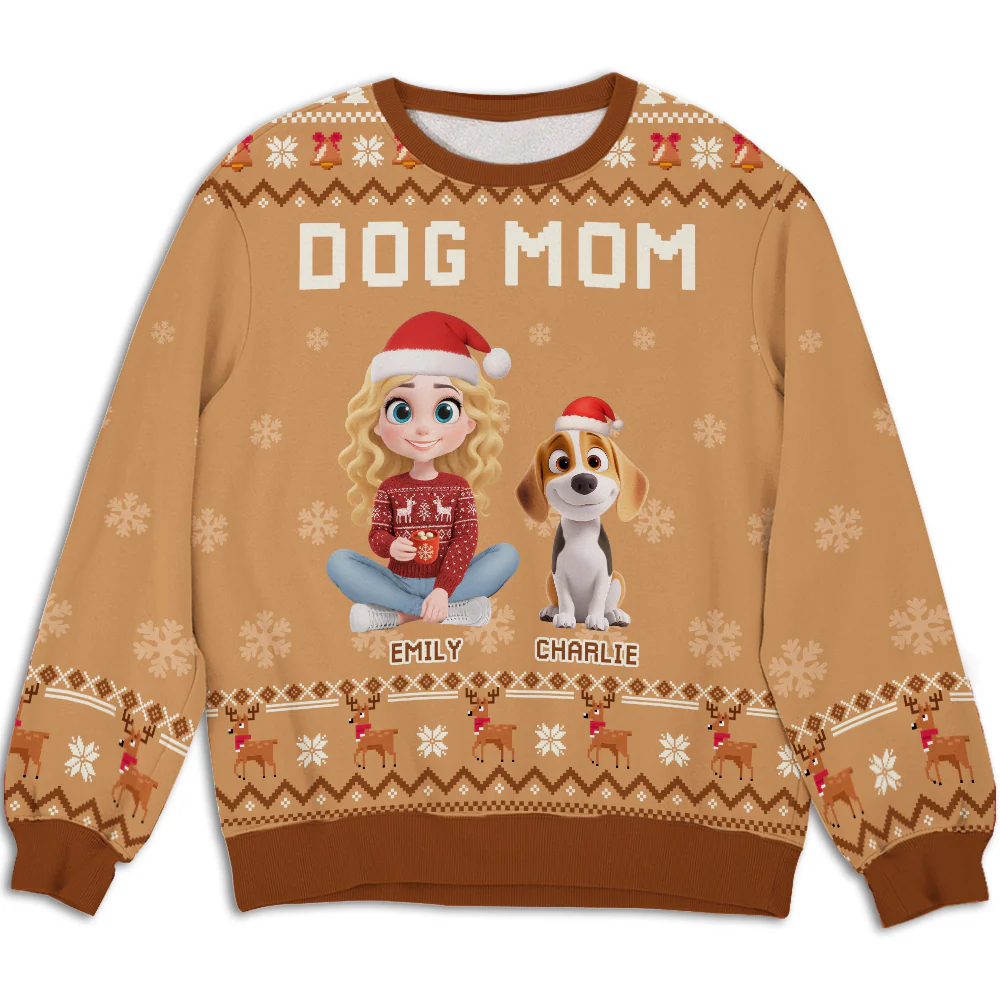 Dog Mommy Christmas - Personalized Custom All-Over-Print Sweatshirt